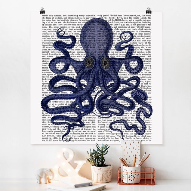 Posters ordspråk Animal Reading - Octopus