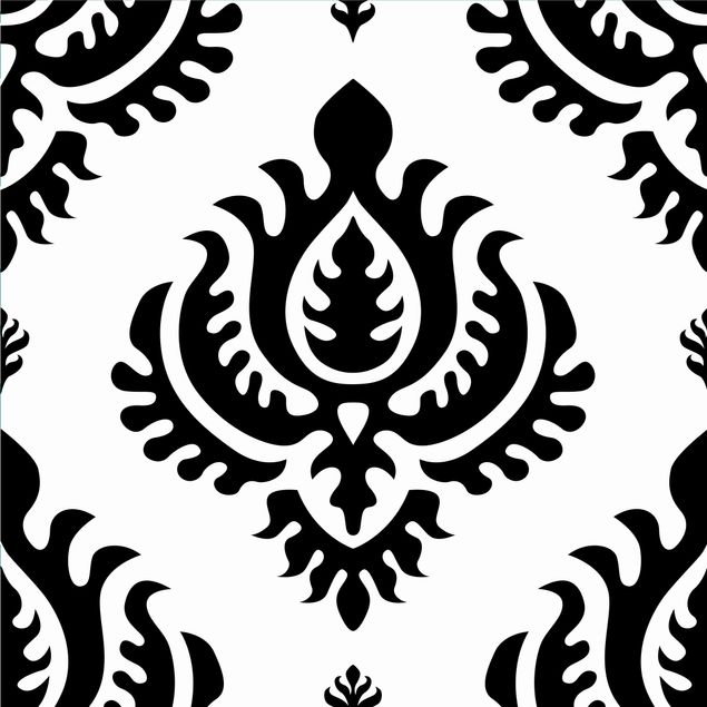 Självhäftande folier svart Neo Baroque Black And White Damask Pattern