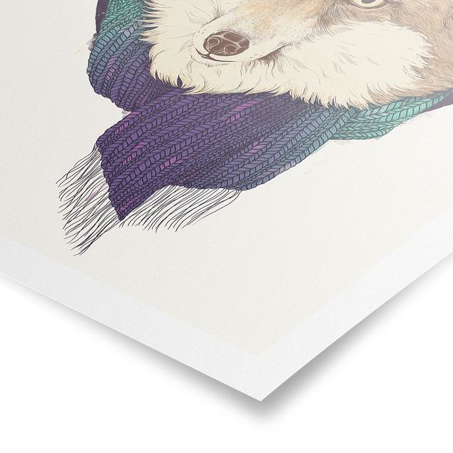 Tavlor brun Illustration Fox Moon Purple Turquoise