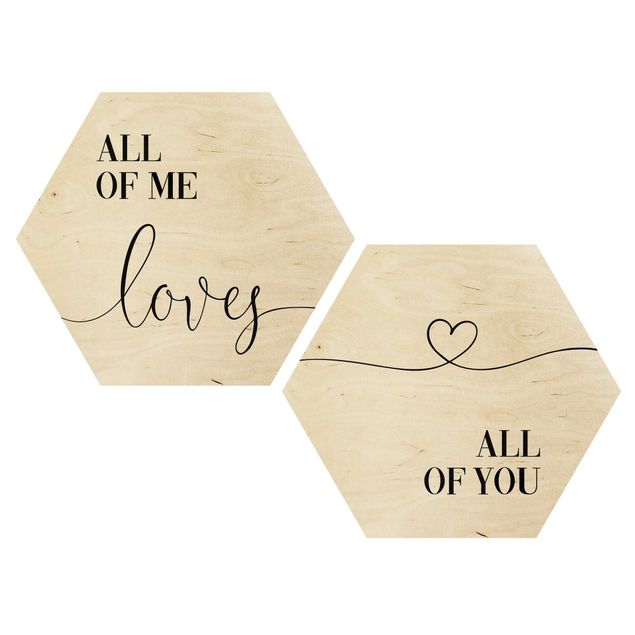 Hexagonala tavlor All Of Me Loves All Of You Set I