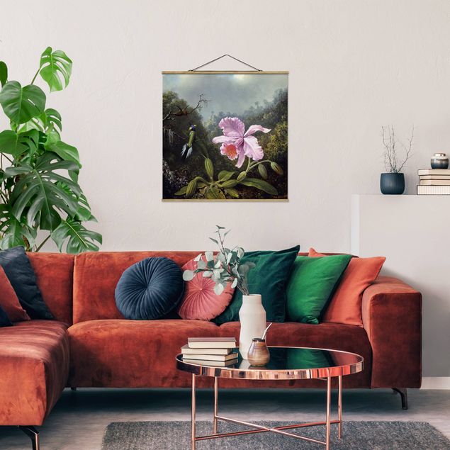 Kök dekoration Martin Johnson Heade - Still Life With An Orchid And A Pair Of Hummingbirds