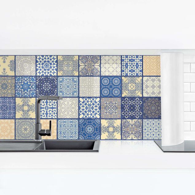 väggplatta kök Sunny Mediterranian Tiles With Blue Joints