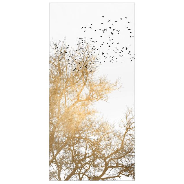 Rumsavdelare Flock Of Birds In Front Of Golden Tree