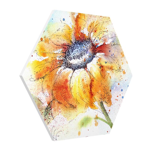 Tavlor blommor  Painted Sunflower