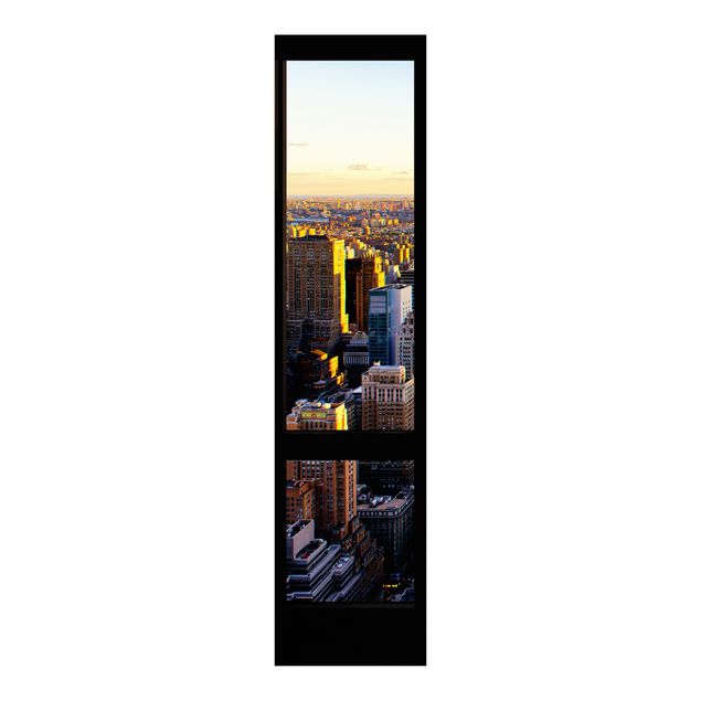 Panelgardiner arkitektur och skyline Window View At Night Over New York