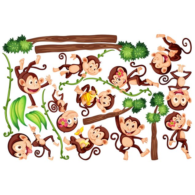 Fönsterdekaler djur Monkeys from the Jungle