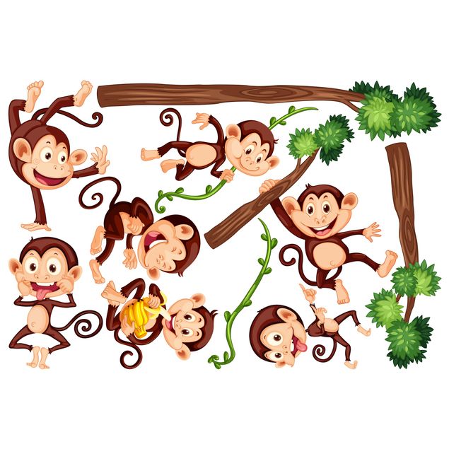 Fönsterdekaler djur Monkey Family