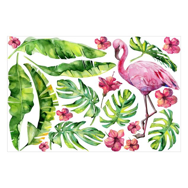 Självhäftande folier Jungle Flamingo Leaves Set