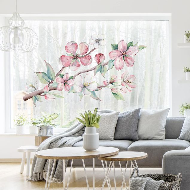 Fönsterdekaler blommor  Cherry Blossom Branch Watercolour