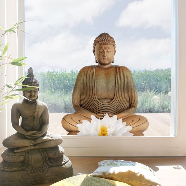 Självhäftande folier Wooden Lotus Buddha