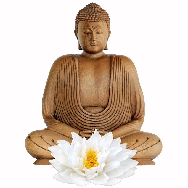 Fönsterdekaler Wooden Lotus Buddha