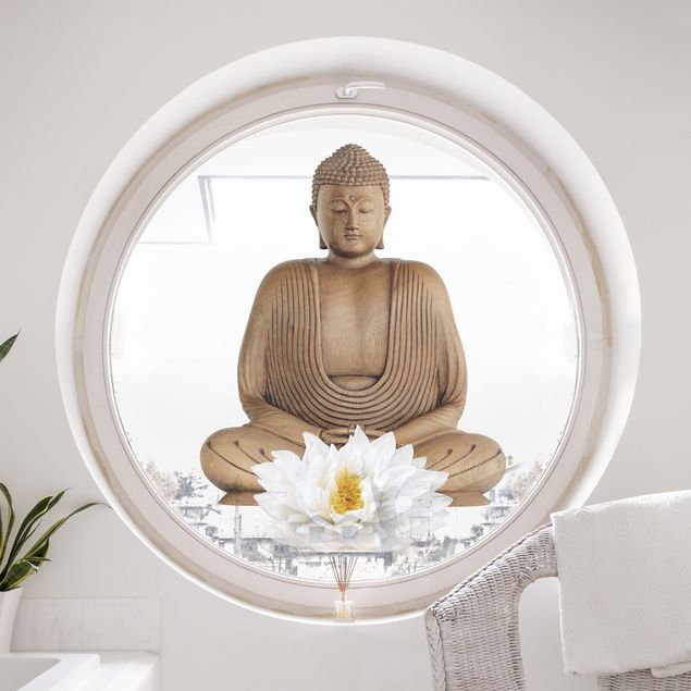 Kök dekoration Wooden Lotus Buddha