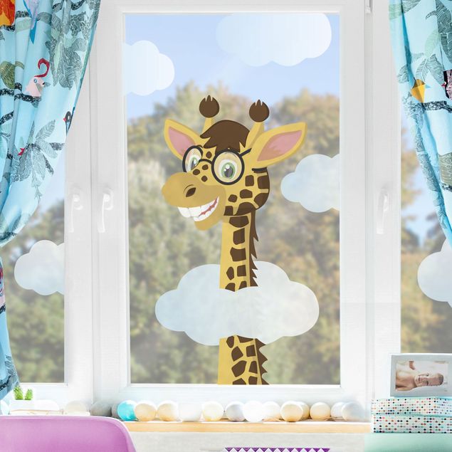Fönsterdekaler djur Funny Giraffe