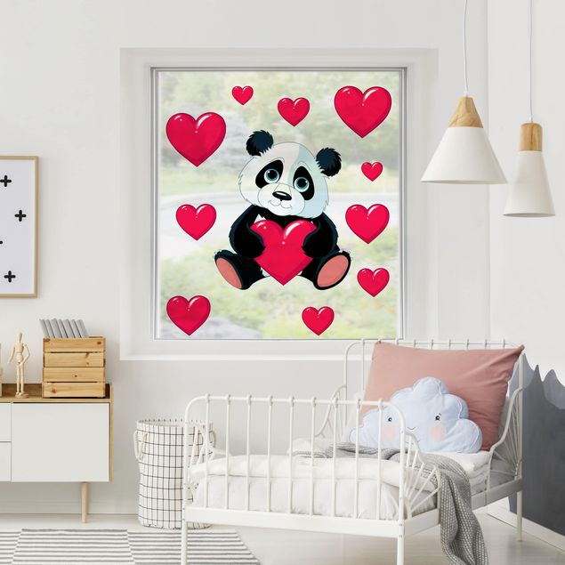 Fönsterdekaler djur Panda With Hearts