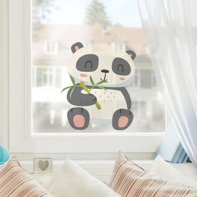Fönsterdekaler djur Panda Munching On Bamboo