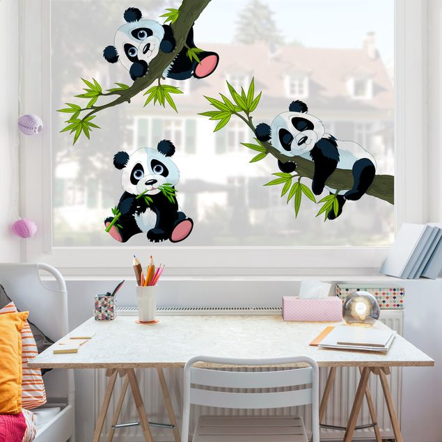 Fönsterdekaler blommor  Panda set