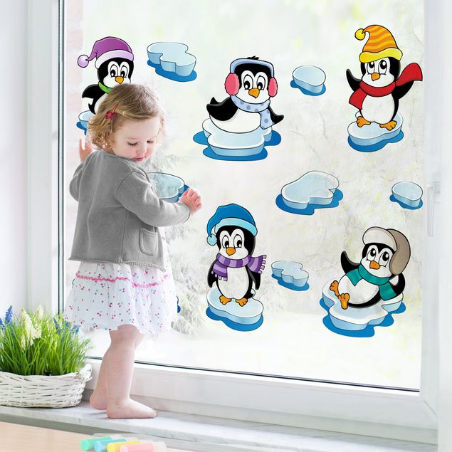 Fönsterdekaler djur Penguin Winter Set