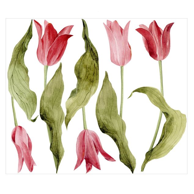 Självhäftande folier Red Tulips Watercolour