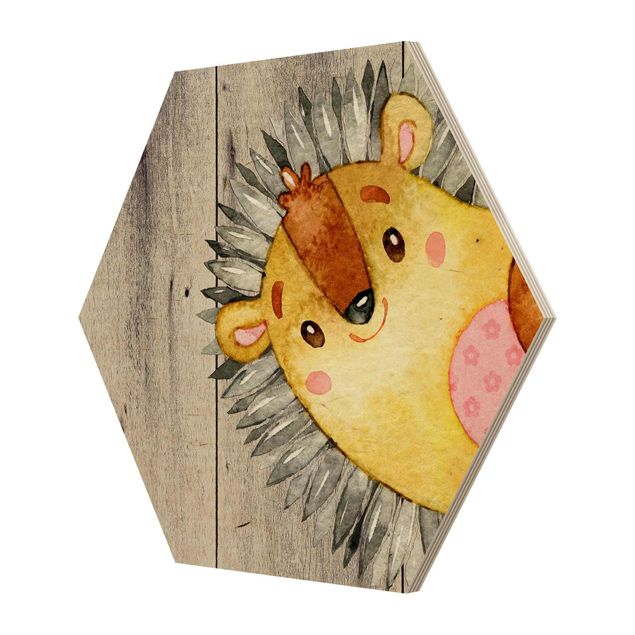 Tavlor Uta Naumann Watercolor Hedgehog On Wood