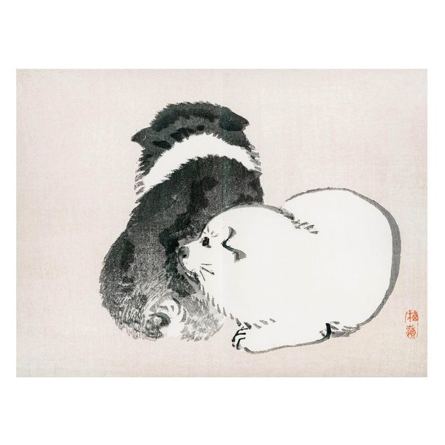 Tavlor hundar Asian Vintage Drawing Black And White Pooch