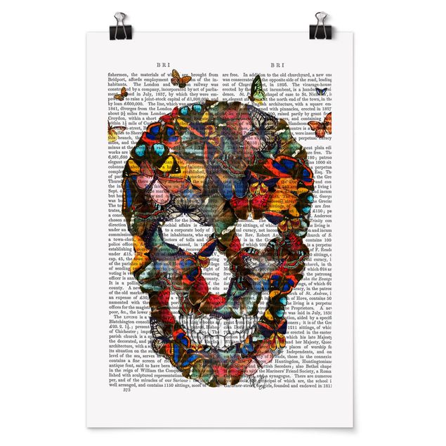 Posters djur Scary Reading - Butterfly Skull