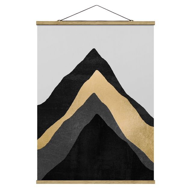 Tavlor abstrakt Golden Mountain Black White