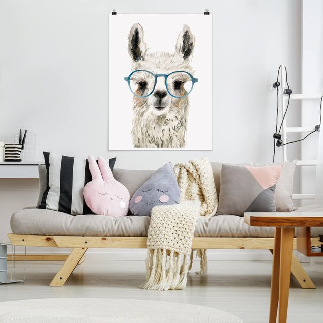 Posters djur Hip Lama With Glasses III