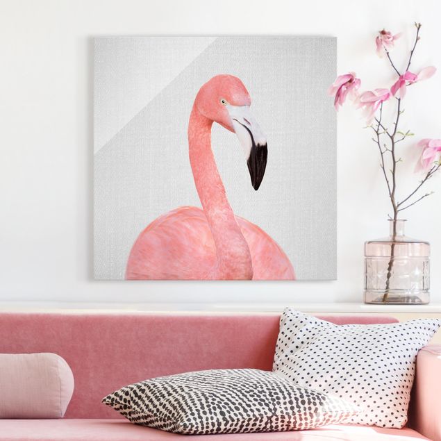 Glastavlor svart och vitt Flamingo Fabian