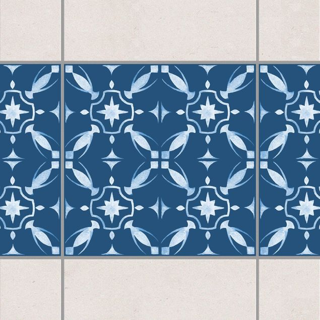 Kök dekoration Dark Blue White Pattern Series No.01