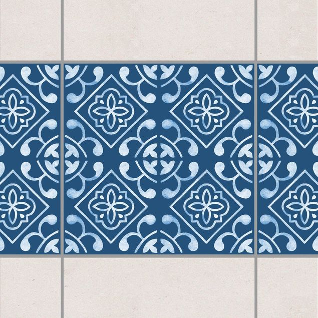 Kök dekoration Dark Blue White Pattern Series No.02