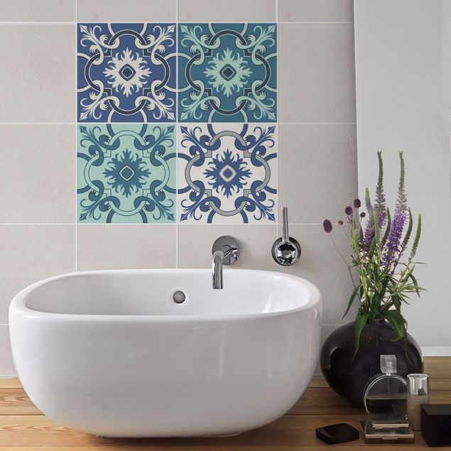 Kakel klistermärken mönster 4 Spanish tiles turquoise