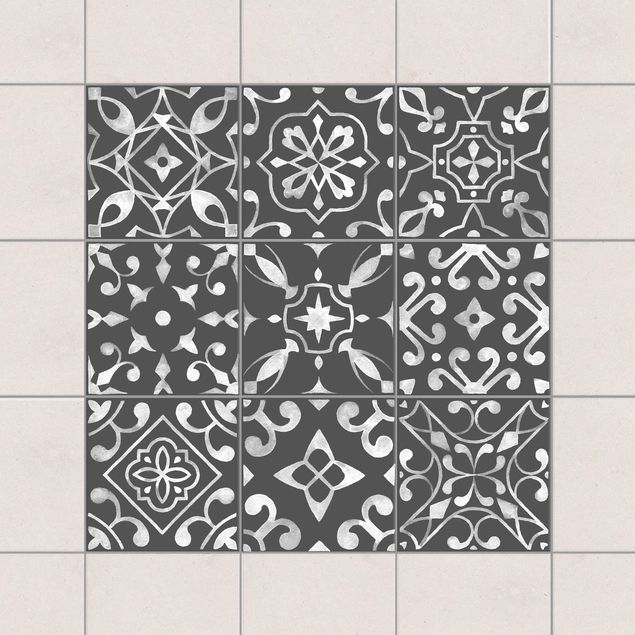 Kök dekoration Pattern Dark Gray White Series