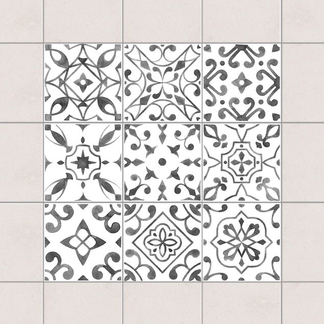 Kök dekoration Pattern Gray White Set