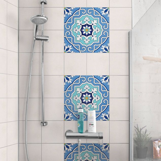 Kakel klistermärken Tile Sticker Set - Mediterranean tiles mirror blue