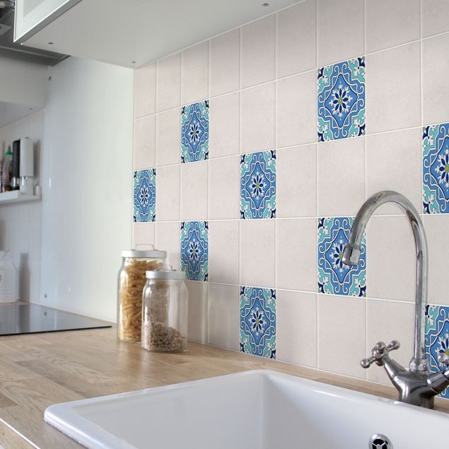Kakel klistermärken mosaik Mediterranean tile pattern blue turquoise