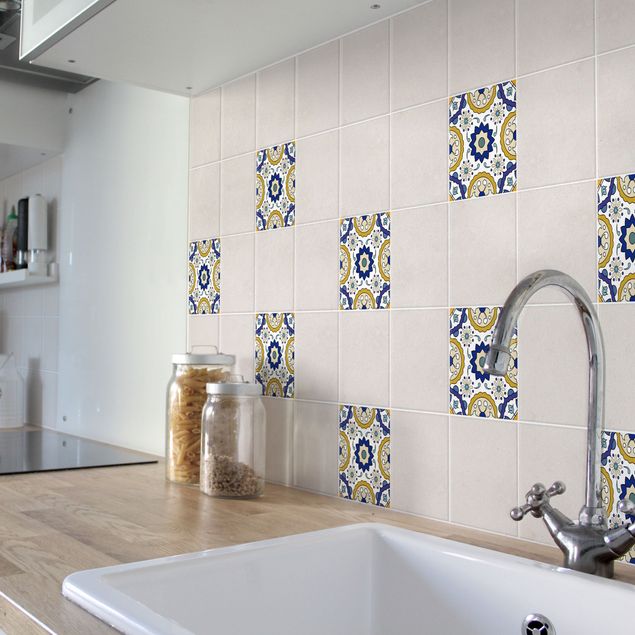 Kakel klistermärken färgglada Portuguese tile panel from 4 Azulejo tiles