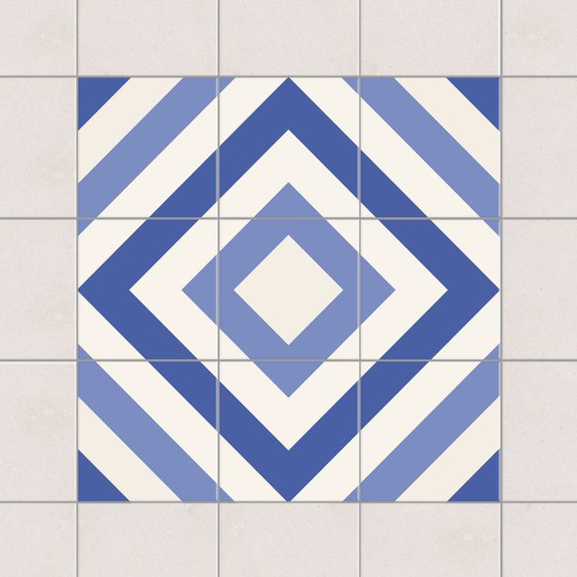 Kök dekoration Tile Sticker Set - Moroccan tiles check blue white