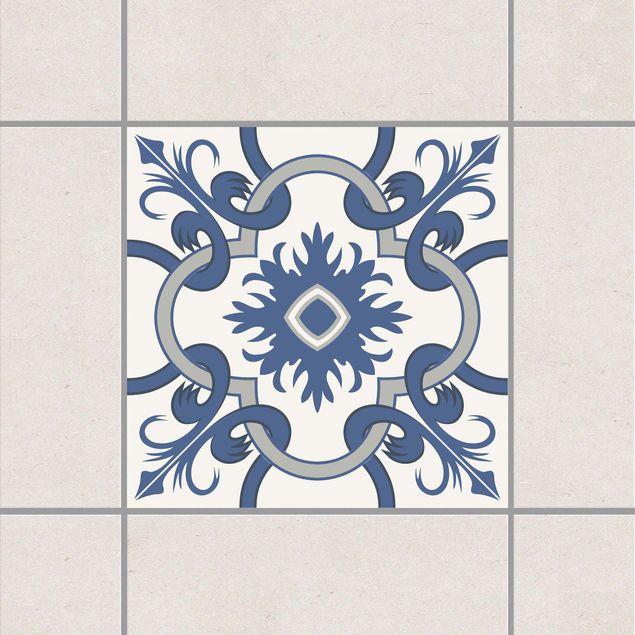 Kök dekoration Spanish tiled backsplash crème blue