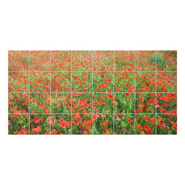 Kakel klistermärken grön Poppy Field