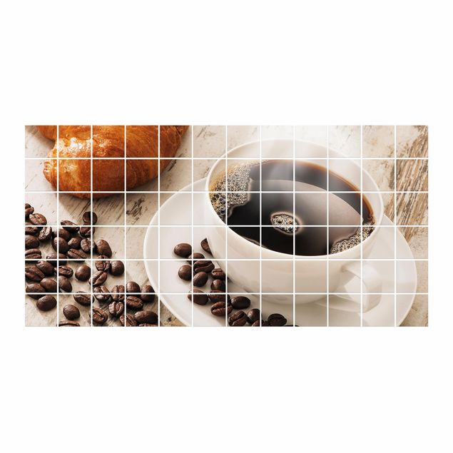 Kakel klistermärken Steaming coffee cup with coffee beans