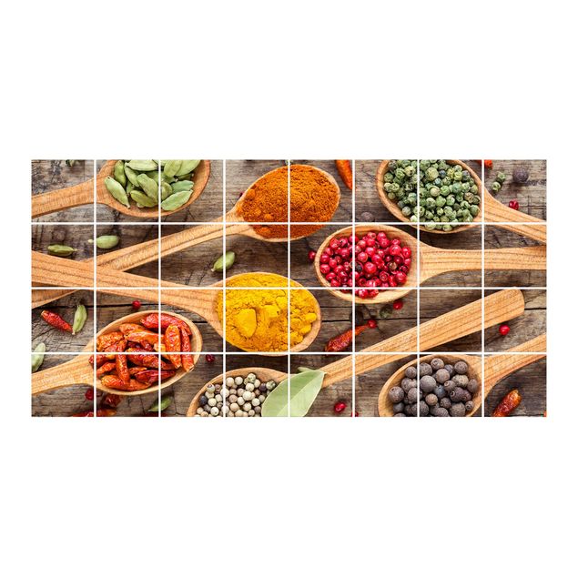 Kakel klistermärken Spices On Wooden Spoon