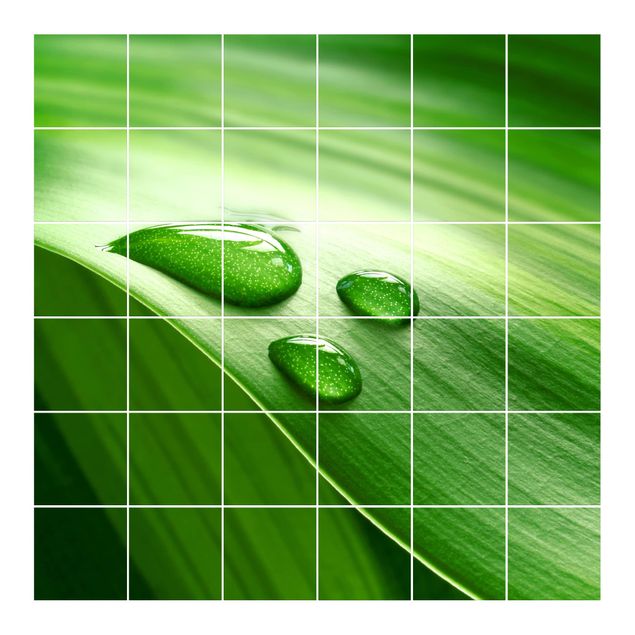 Kakel klistermärken grön Banana Leaf With Drops