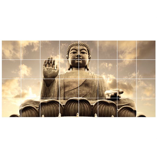 Kakel klistermärken Big Buddha Sepia