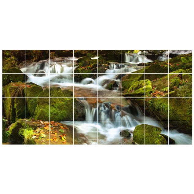Kakel klistermärken färgglada Waterfall Autumnal Forest