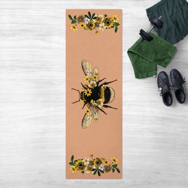 lång hallmatta Floral Bumblebee
