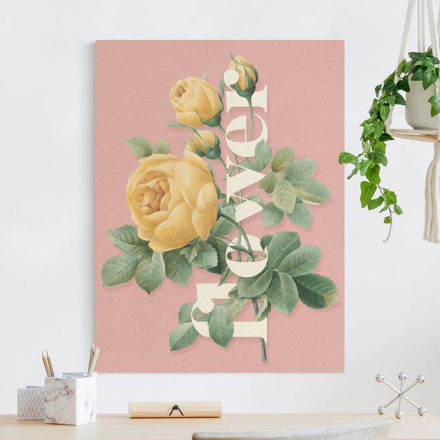 Canvastavlor rosor Florale Typography - Flower