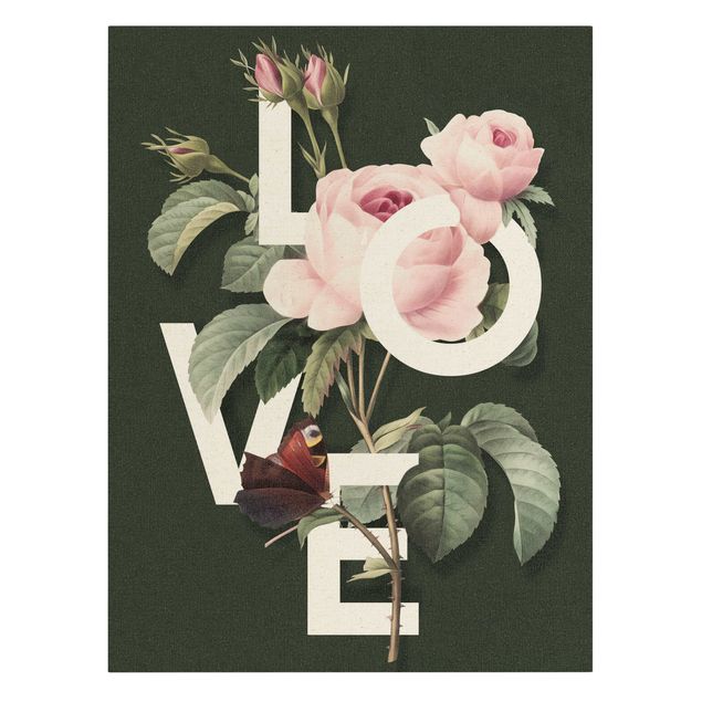 Tavlor blommor  Florale Typography - Love