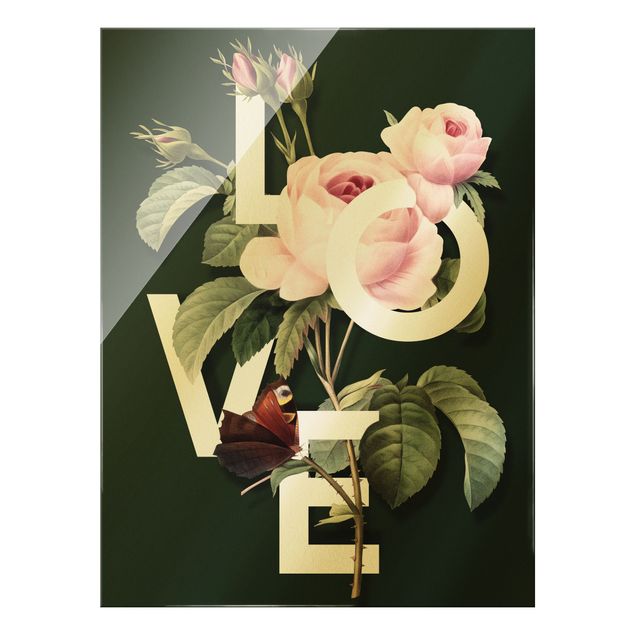 Tavlor grön Florale Typography - Love