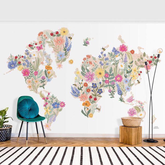 Fototapeter blommor  Floral World Map