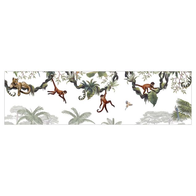 Självhäftande stänkskydd kök - Cheeky monkeys in tropical canopies